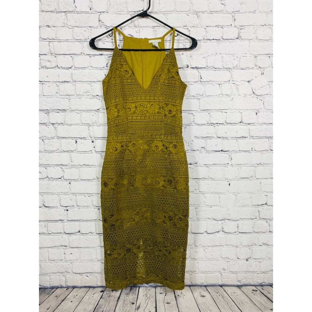 H&M Olive Green Crochet Midi Dress